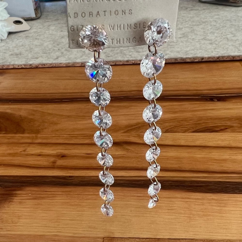 Anthropologie Floating Glass Chain Earrings